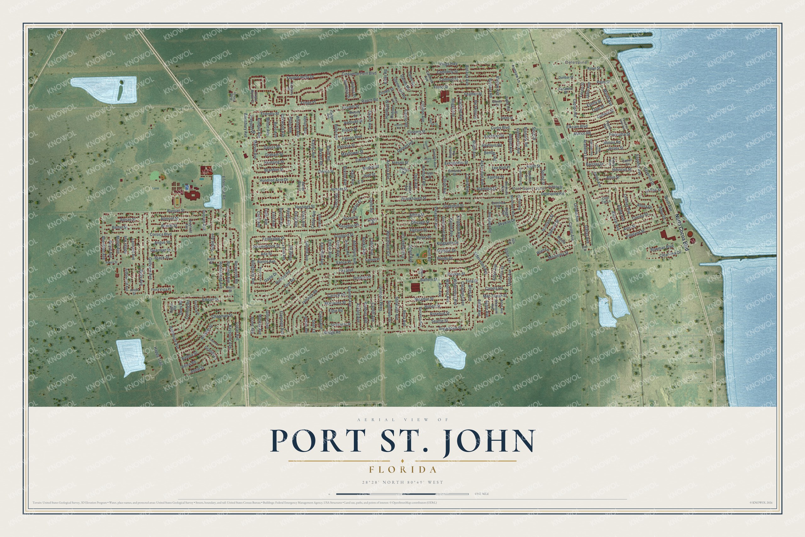 Watermarked full-map preview of Port St. John, Florida