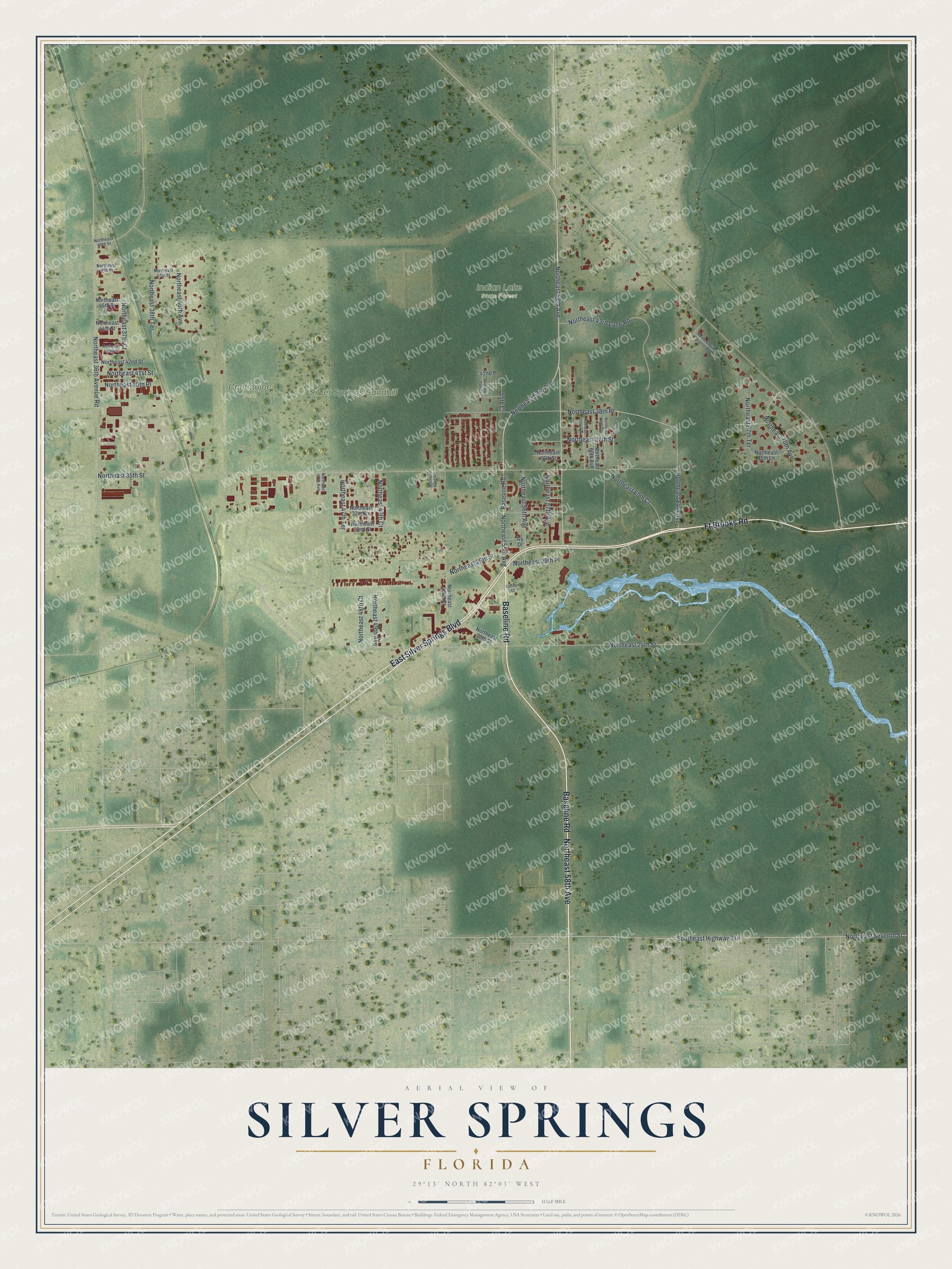 Watermarked full-map preview of Silver Springs, Florida