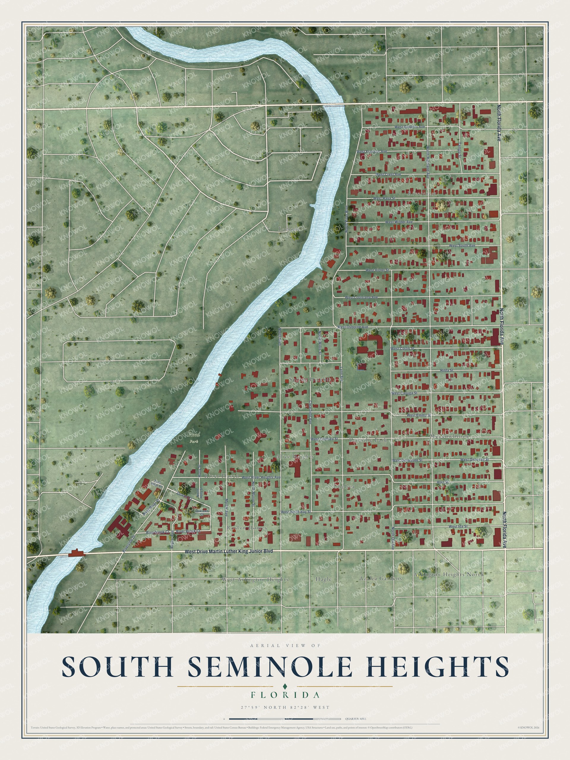 Watermarked full-map preview of South Seminole Heights, Florida