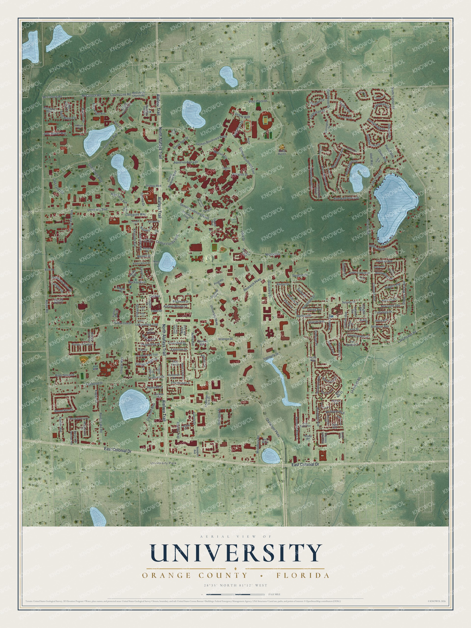 Watermarked full-map preview of University, Florida