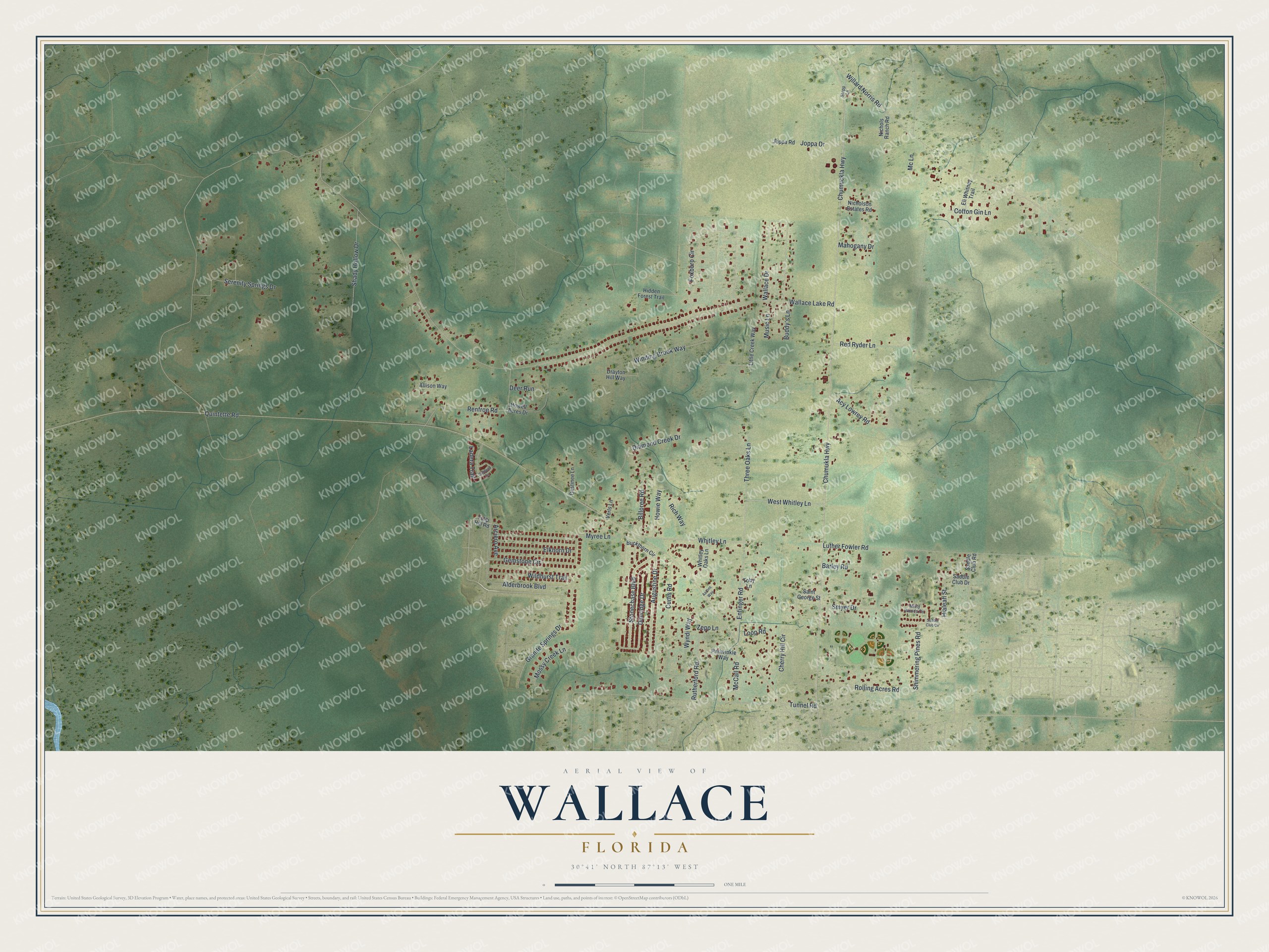 Watermarked full-map preview of Wallace, Florida