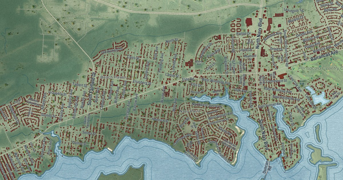 Map of Warrington, Florida in 2026