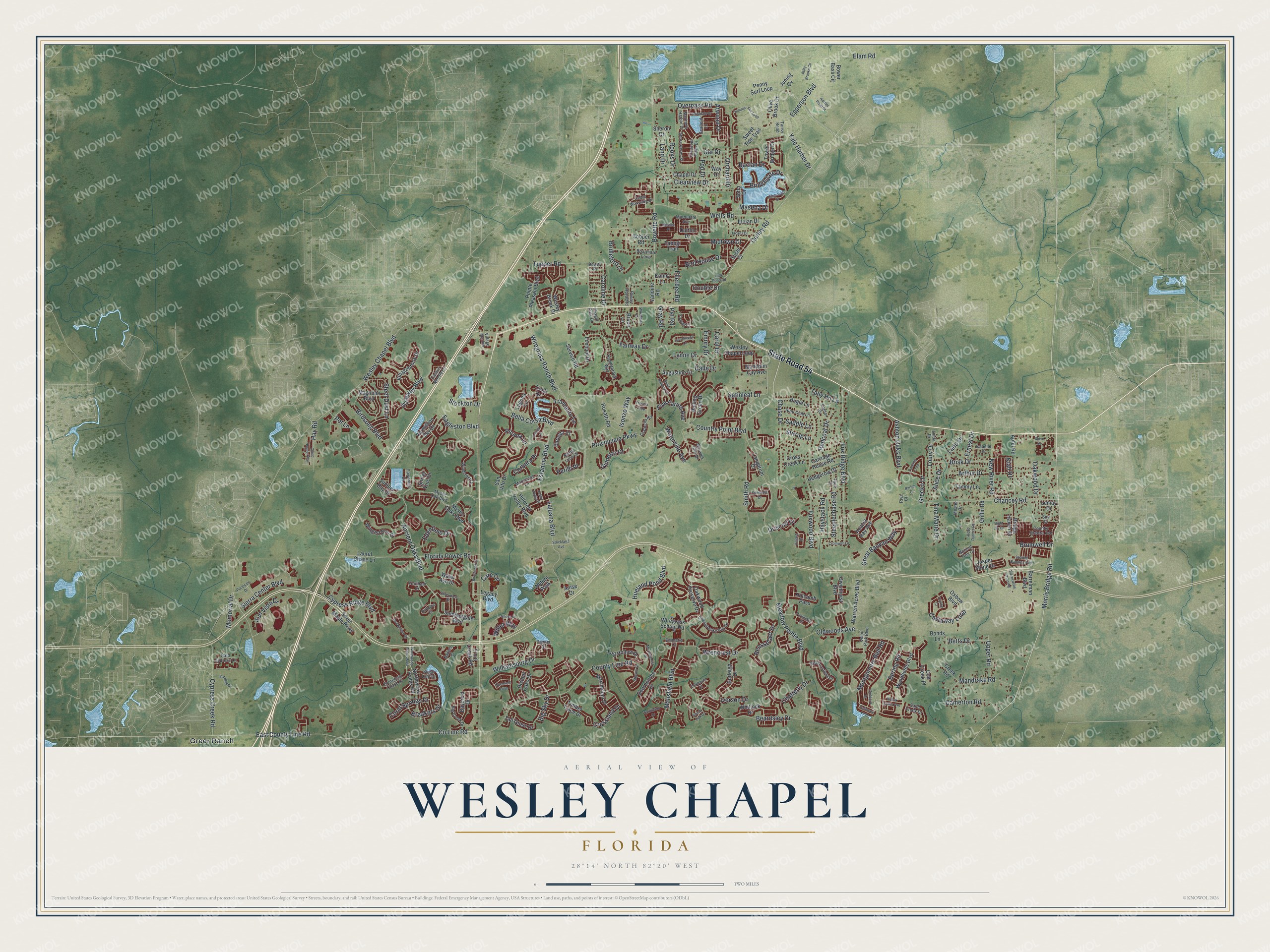 Watermarked full-map preview of Wesley Chapel, Florida