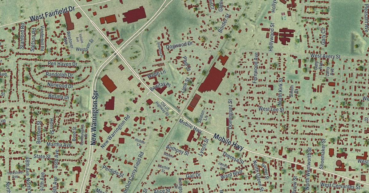 Map of West Pensacola, Florida in 2026