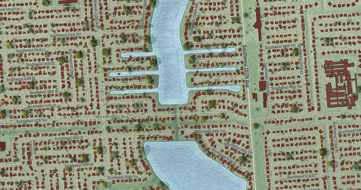 Map of Westwood Lakes, Florida in 2026