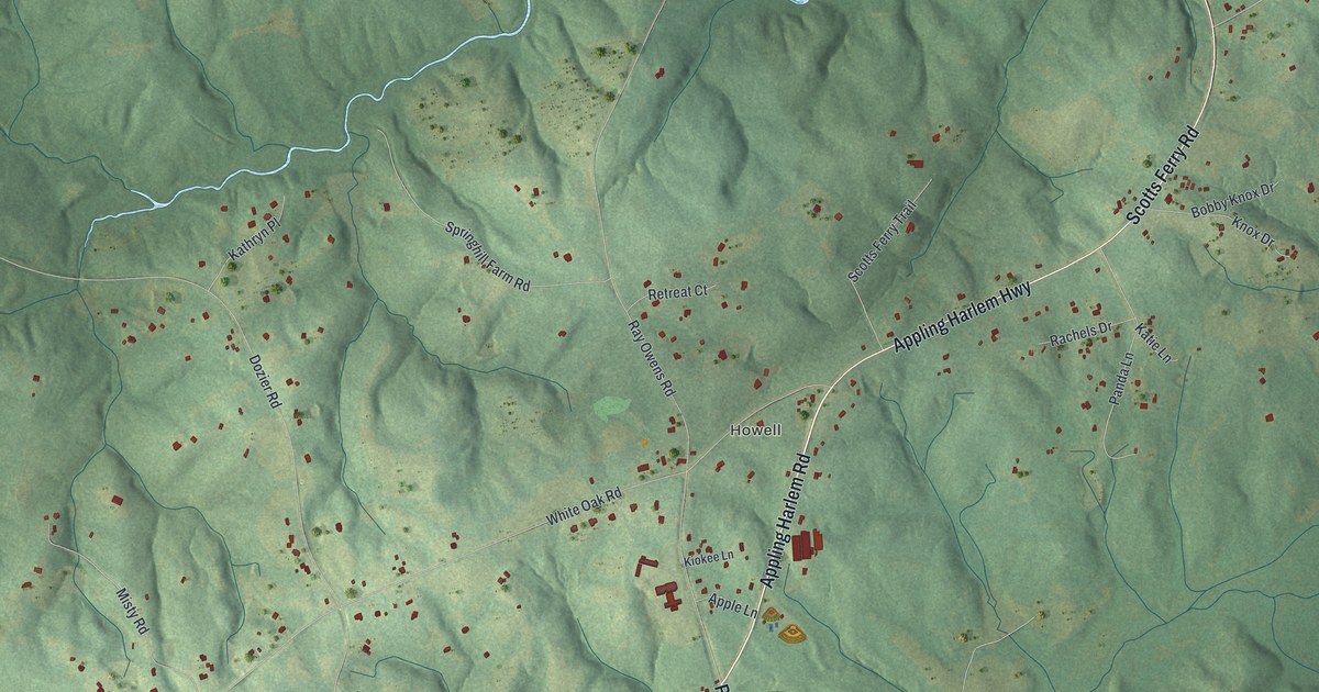 Map of Appling, Georgia in 2026