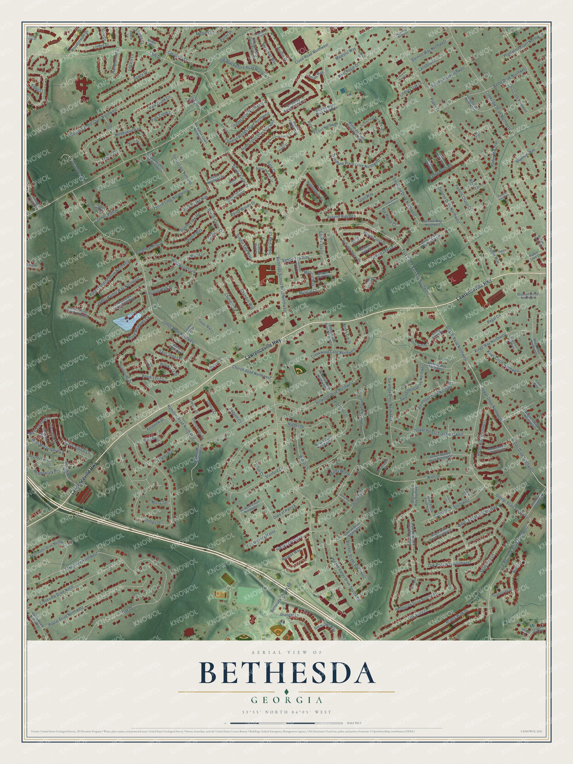 Watermarked full-map preview of Bethesda, Georgia