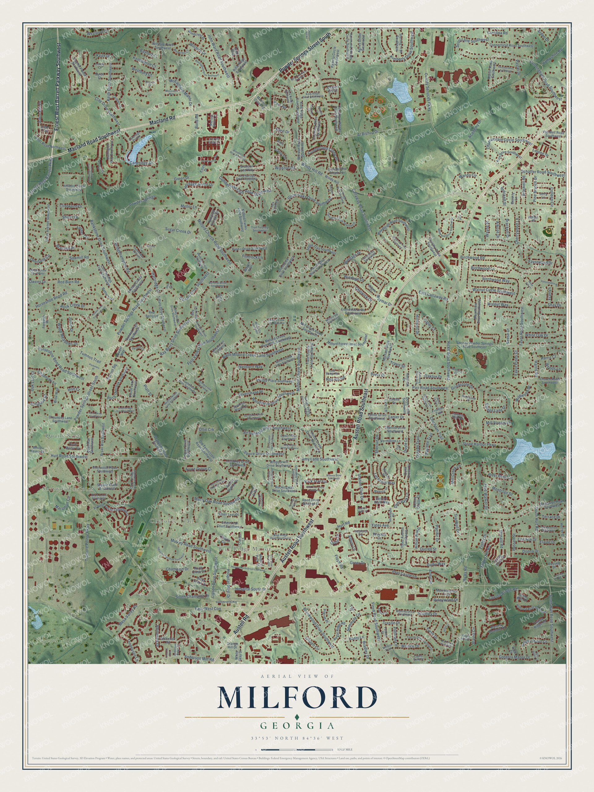 Watermarked full-map preview of Milford, Georgia