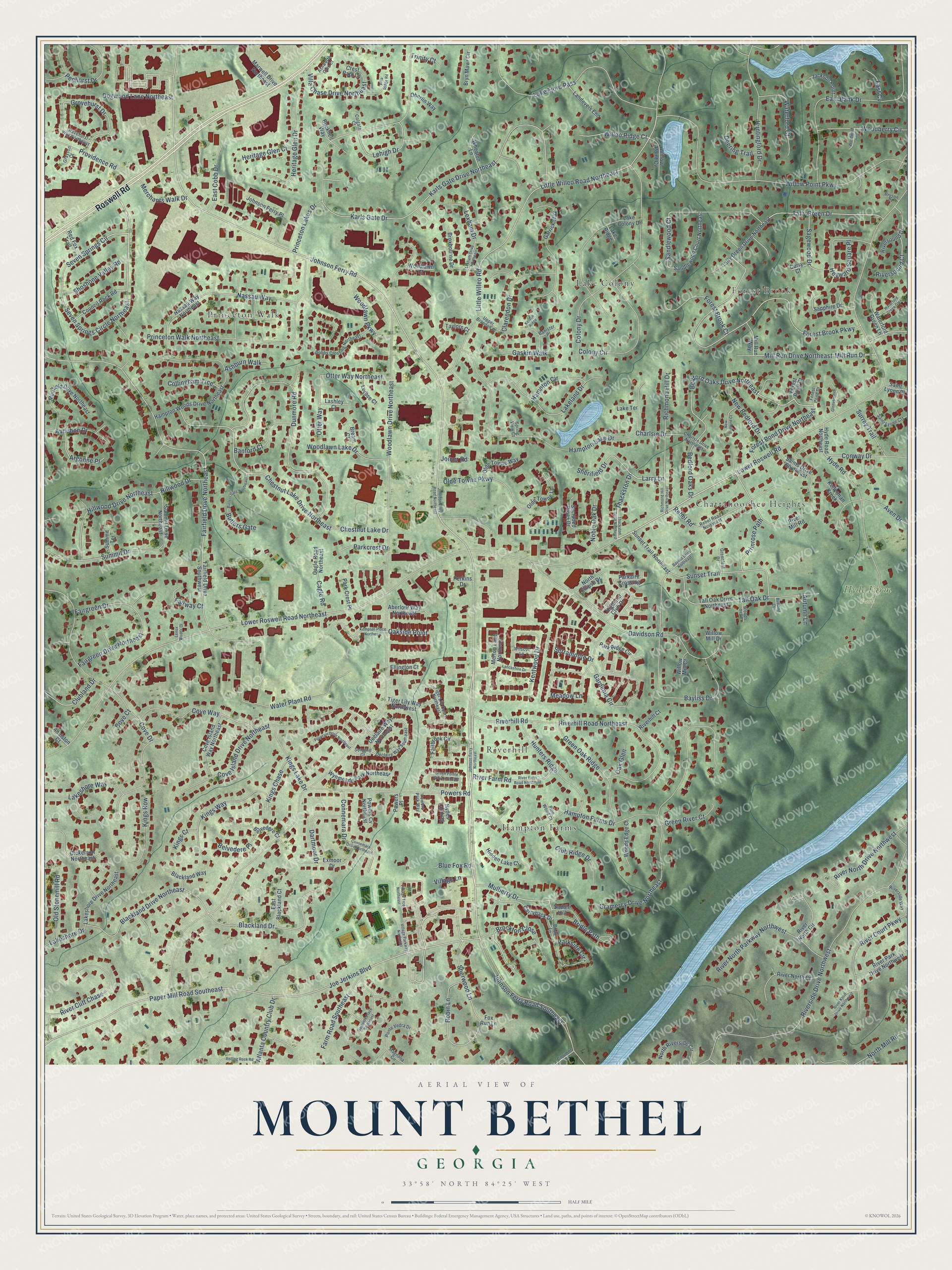 Watermarked full-map preview of Mount Bethel, Georgia