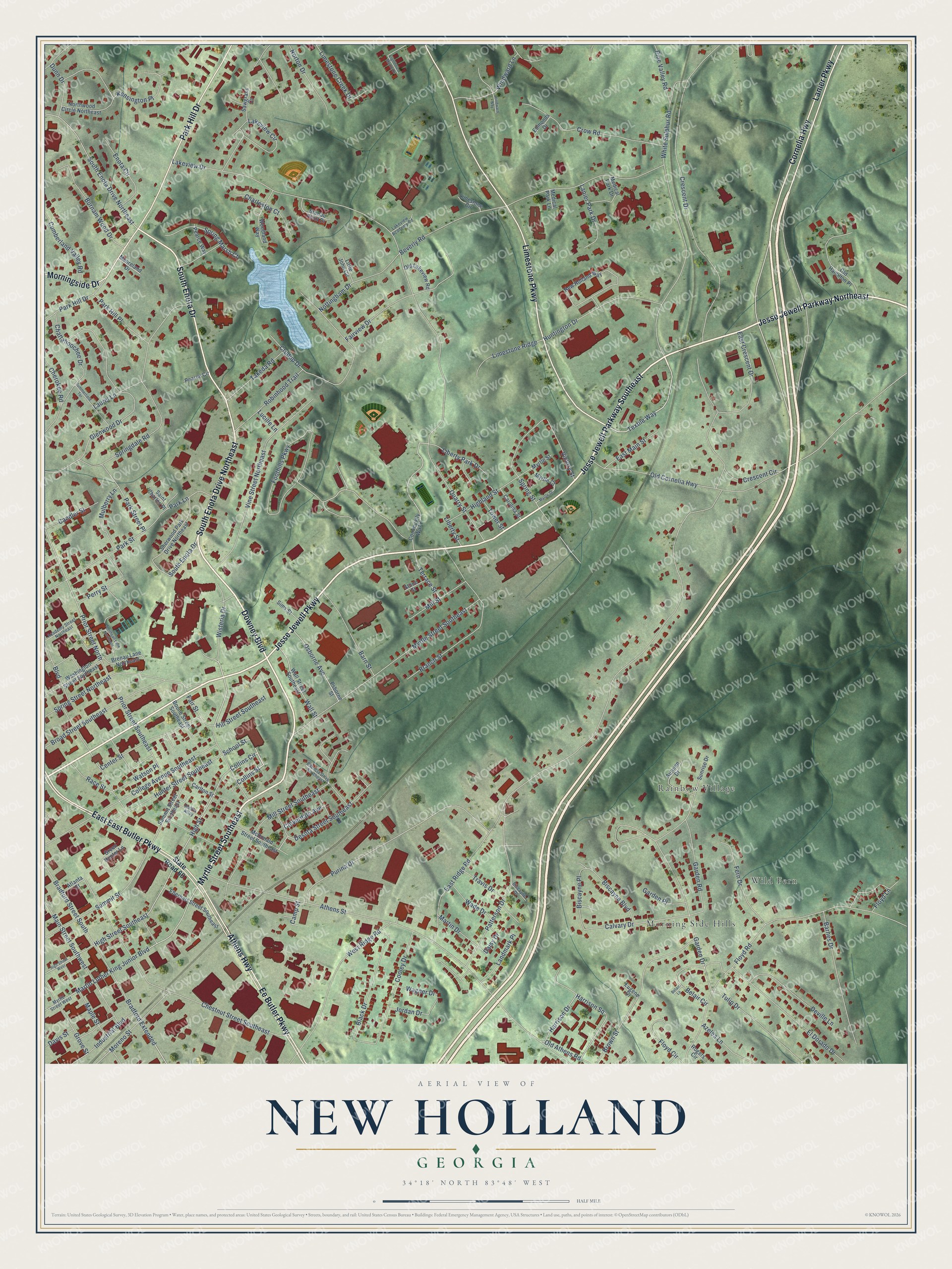 Watermarked full-map preview of New Holland, Georgia