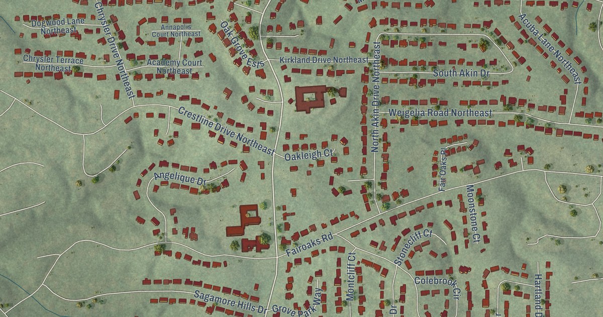 Detailed Map of Oak Grove, DeKalb County, Georgia