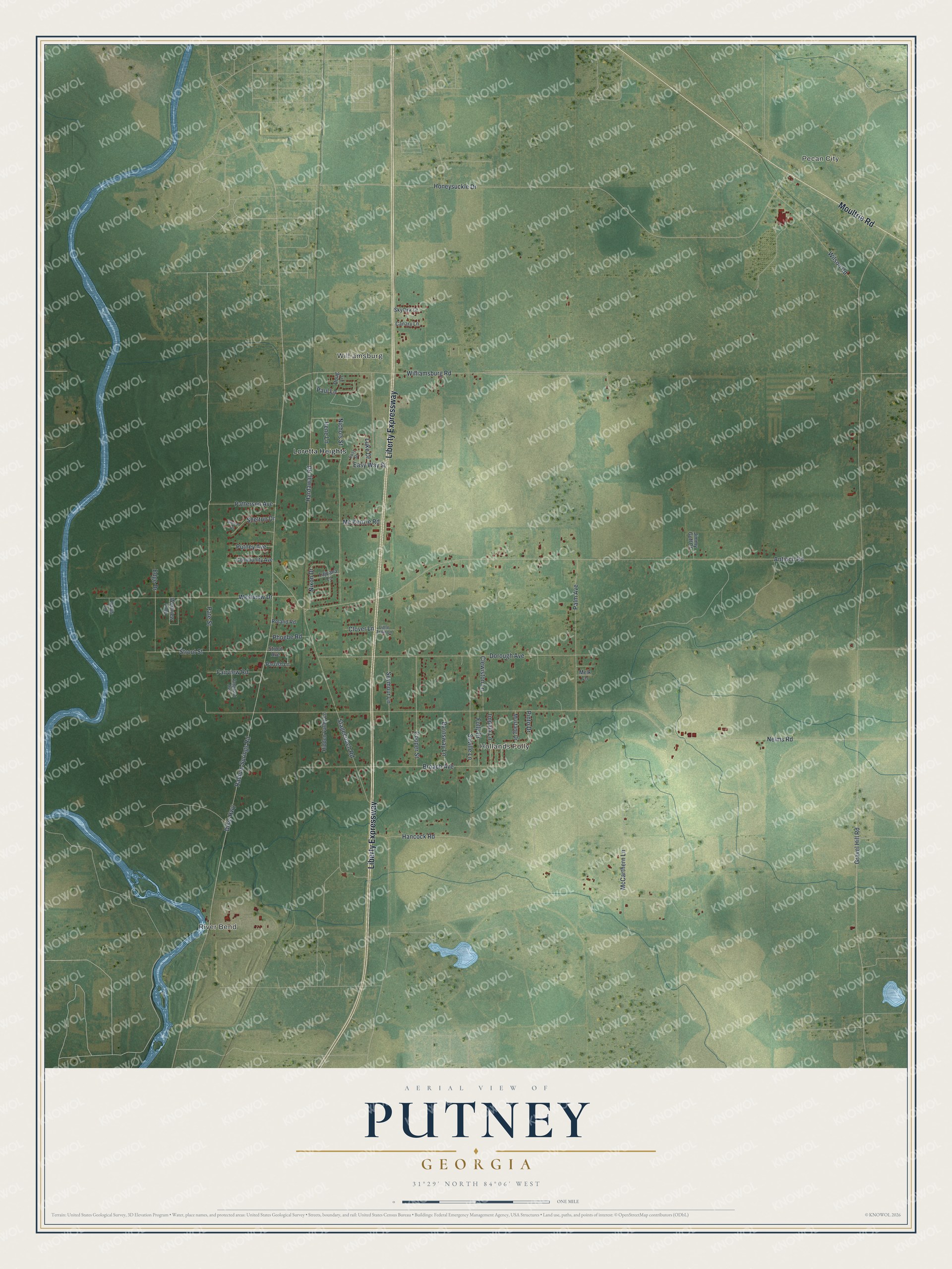 Watermarked full-map preview of Putney, Georgia