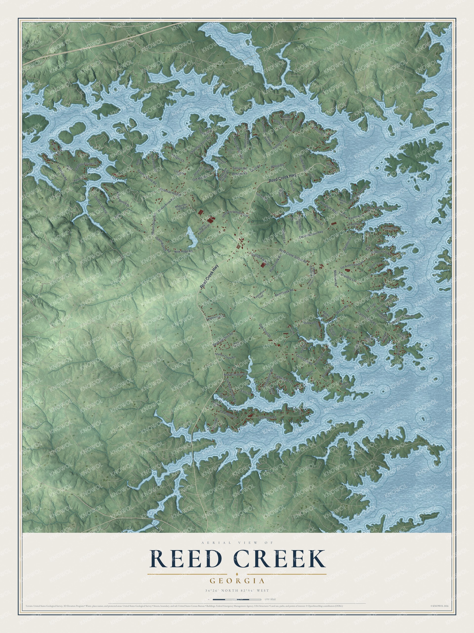 Watermarked full-map preview of Reed Creek, Georgia