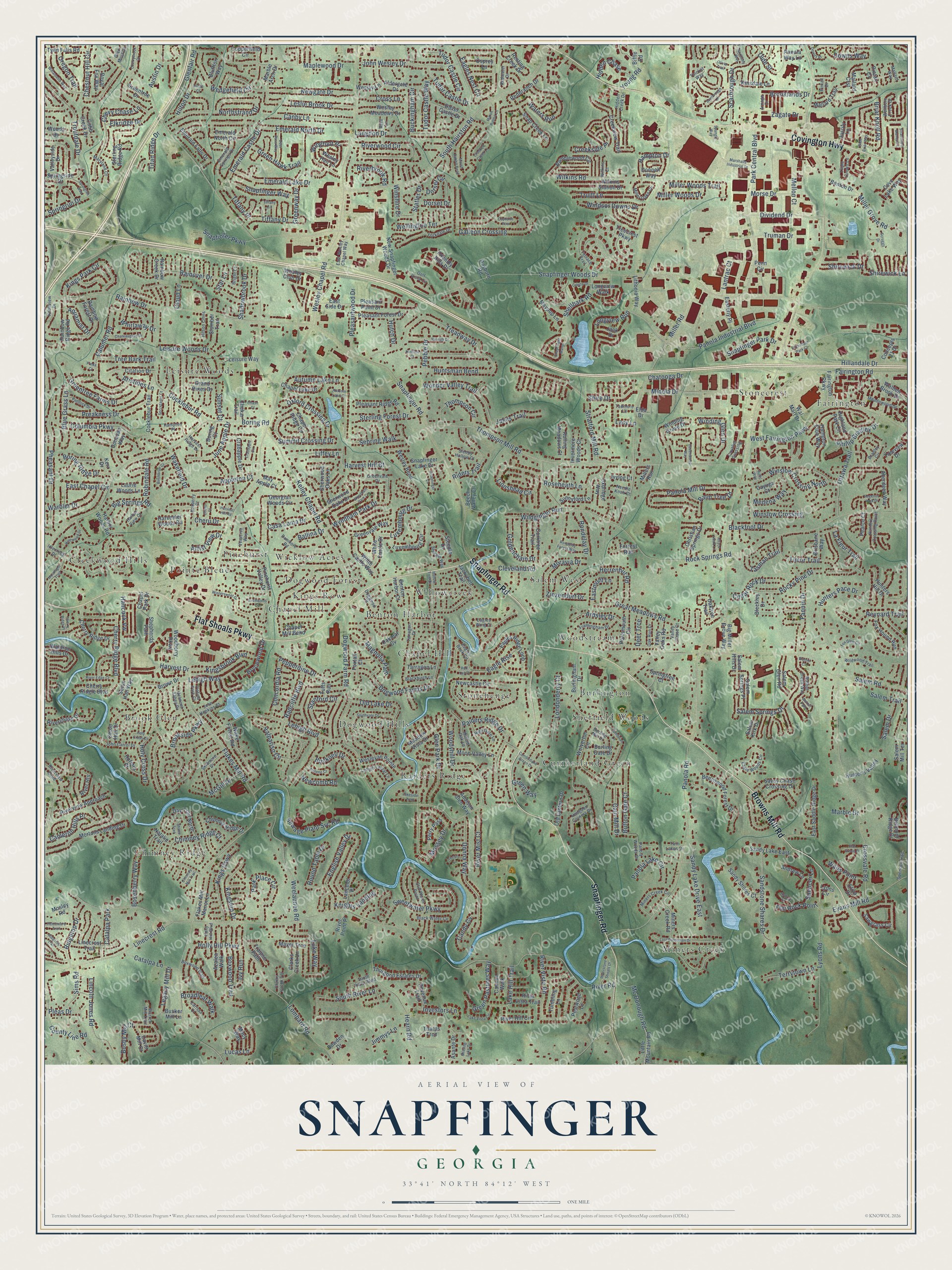 Watermarked full-map preview of Snapfinger, Georgia