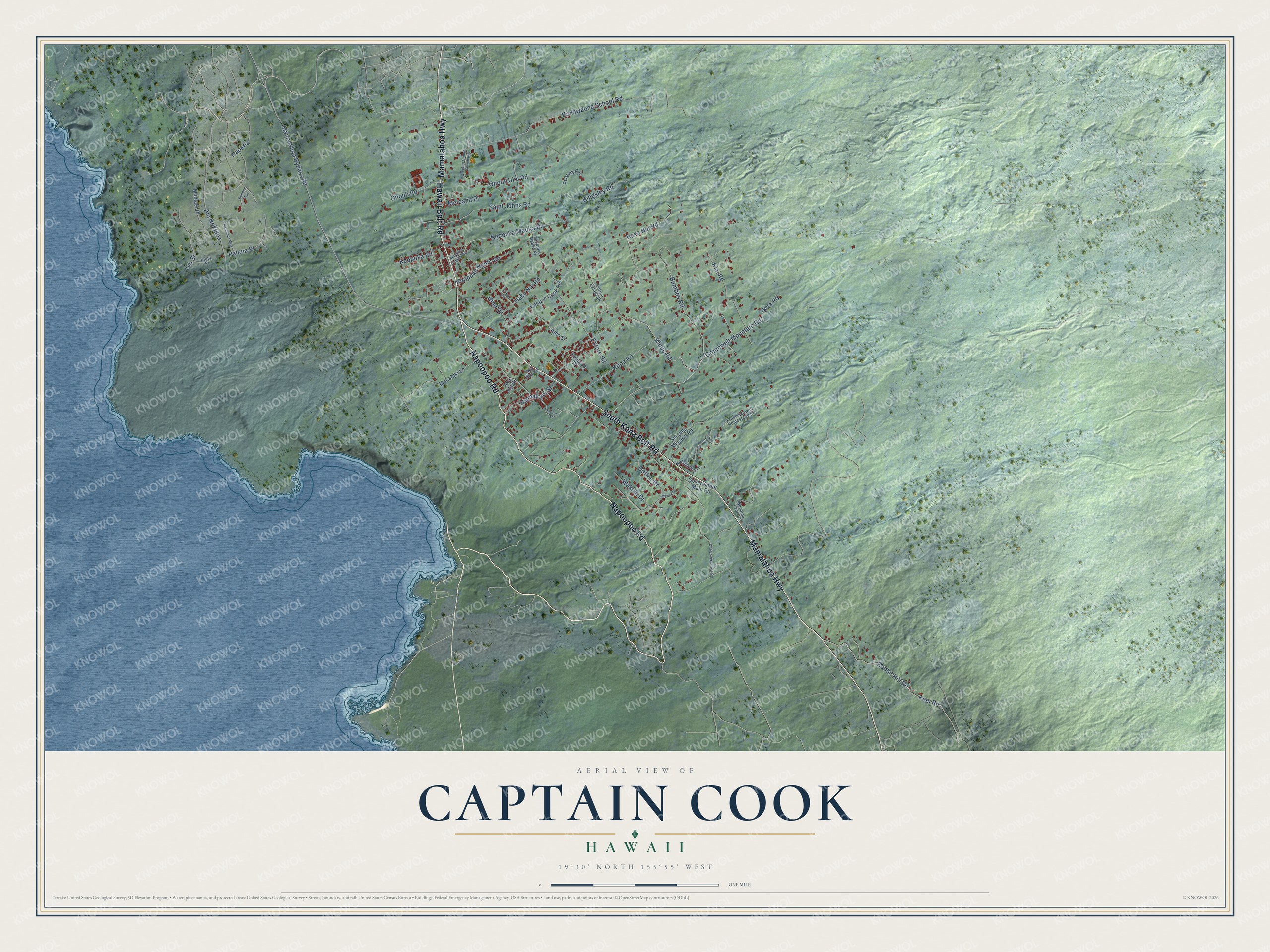 Watermarked full-map preview of Captain Cook, Hawaii