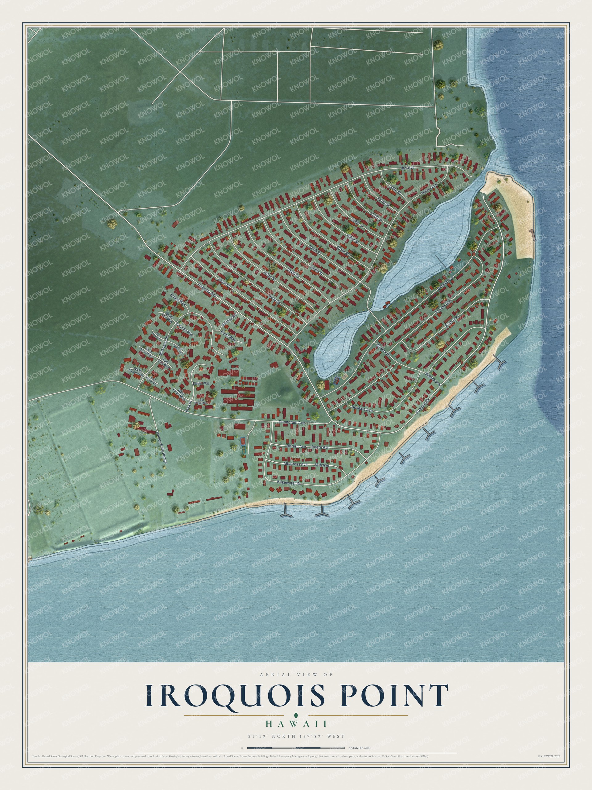 Watermarked full-map preview of Iroquois Point, Hawaii