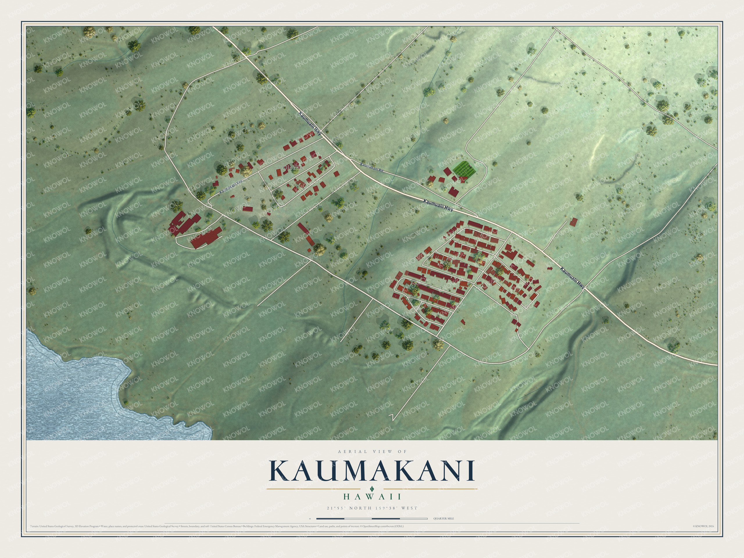 Watermarked full-map preview of Kaumakani, Hawaii