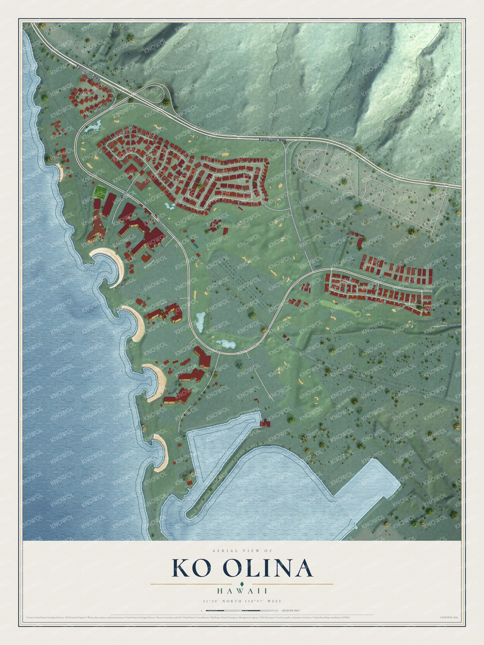 Watermarked full-map preview of Ko Olina, Hawaii