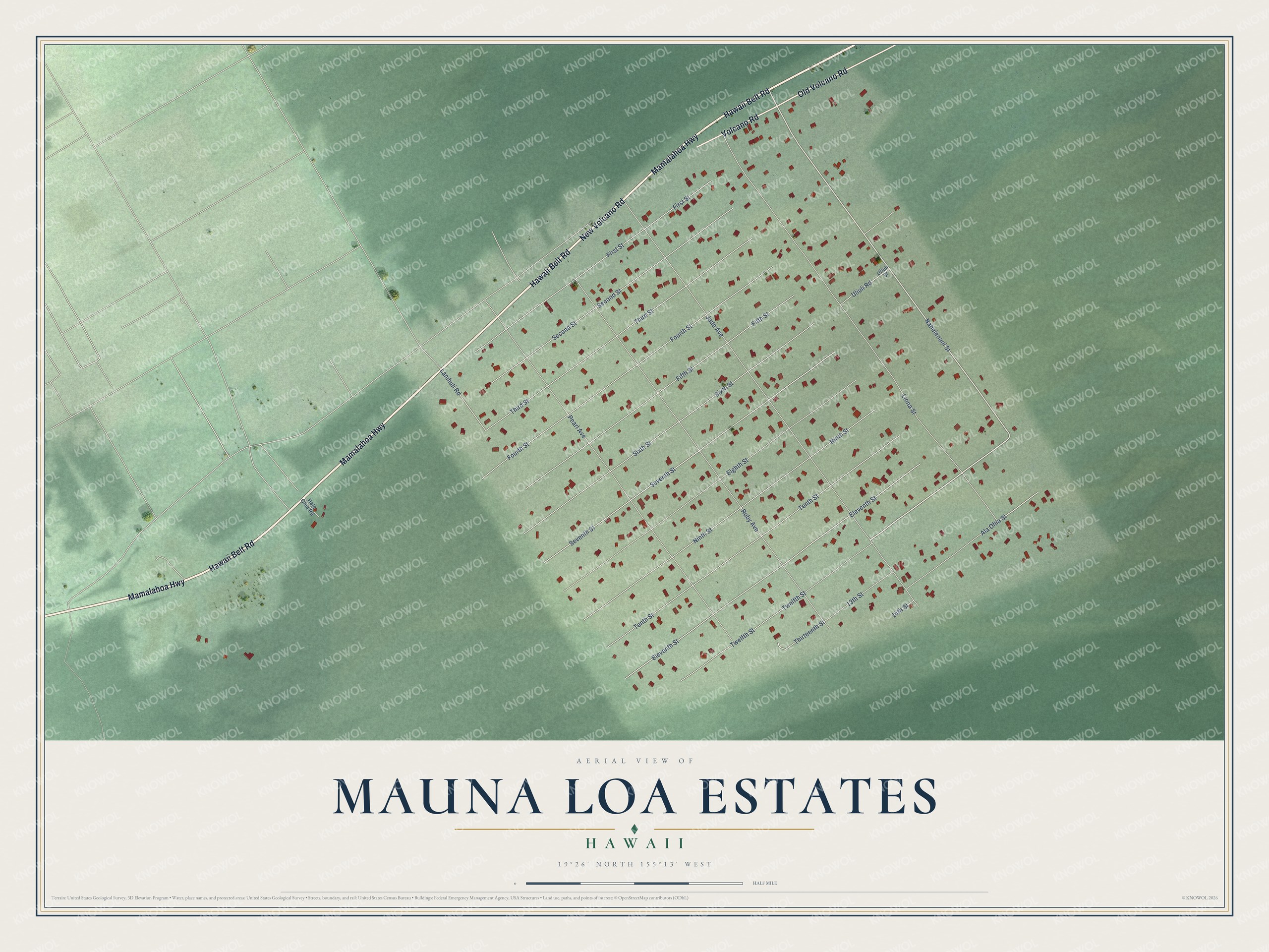 Watermarked full-map preview of Mauna Loa Estates, Hawaii