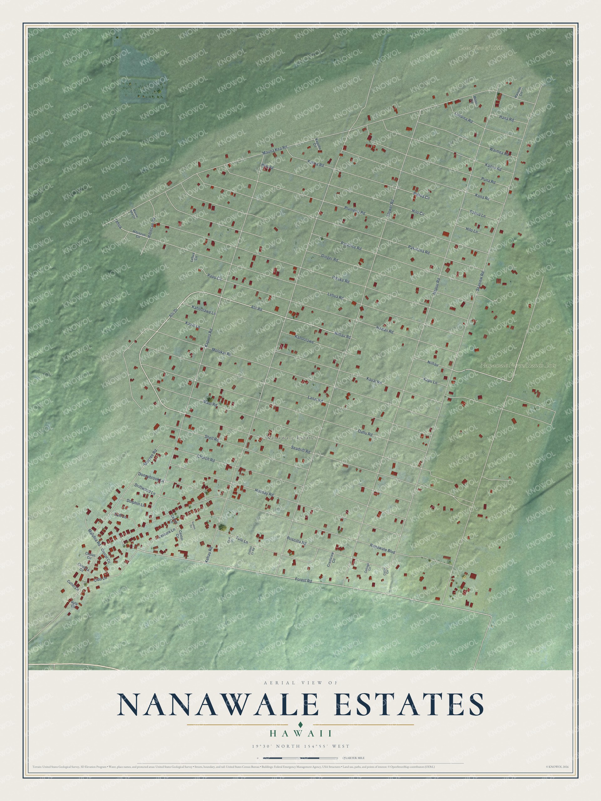 Watermarked full-map preview of Nanawale Estates, Hawaii