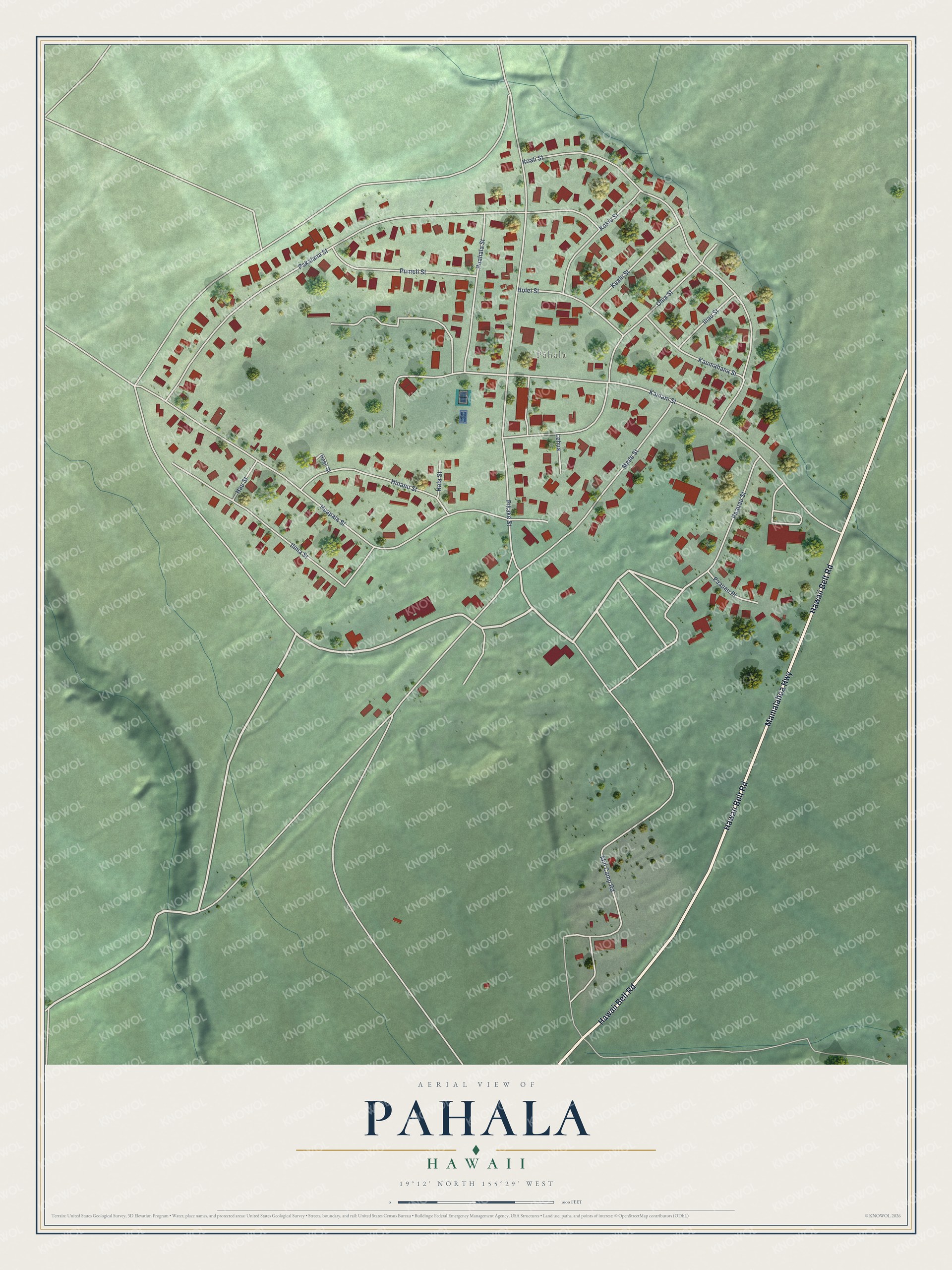 Watermarked full-map preview of Pahala, Hawaii