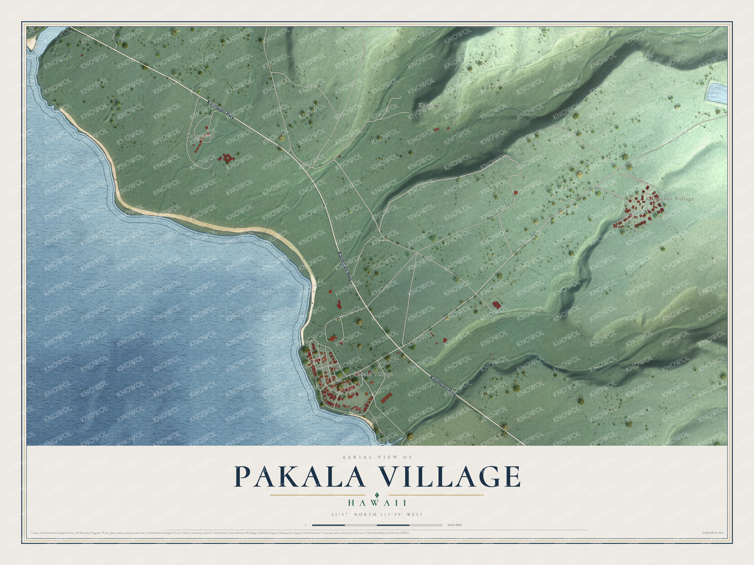 Watermarked full-map preview of Pakala Village, Hawaii