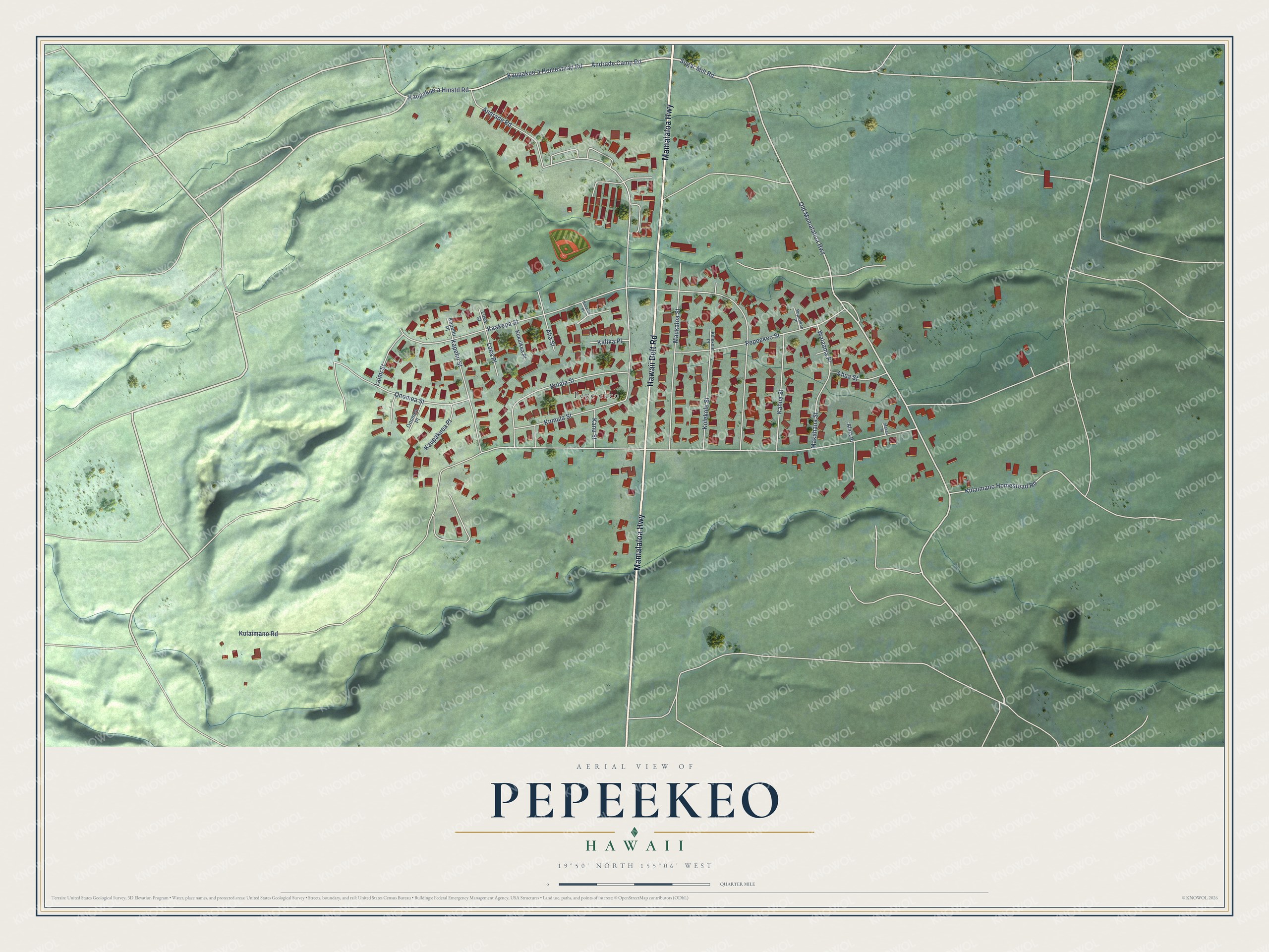 Watermarked full-map preview of Pepeekeo, Hawaii