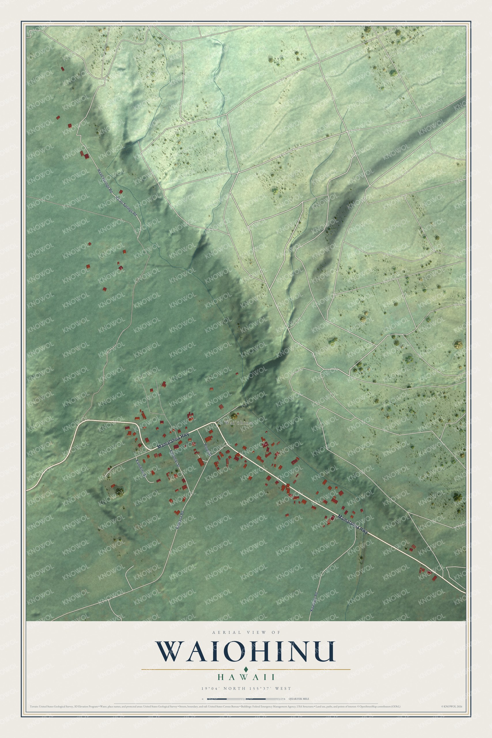 Watermarked full-map preview of Waiohinu, Hawaii