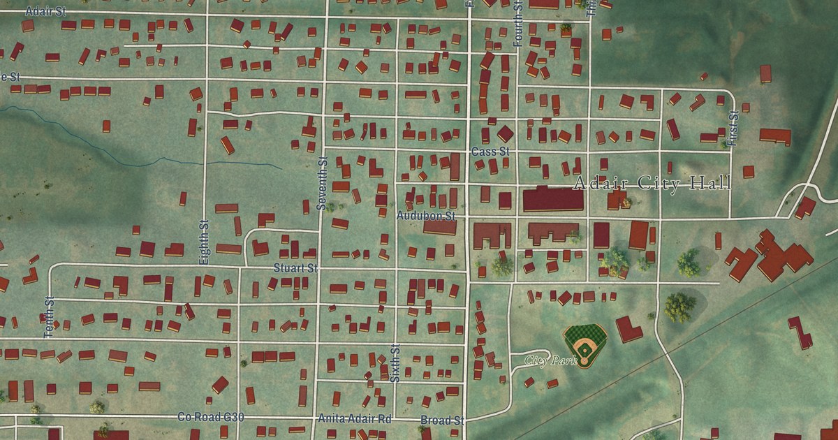 Map of Adair, Iowa in 2026
