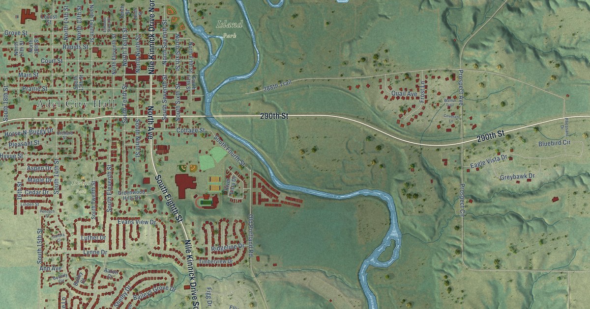 Map of Adel, Iowa in 2026
