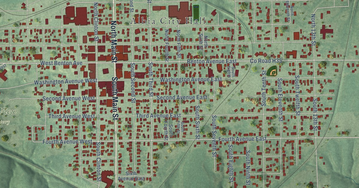 Map of Albia, Iowa in 2026
