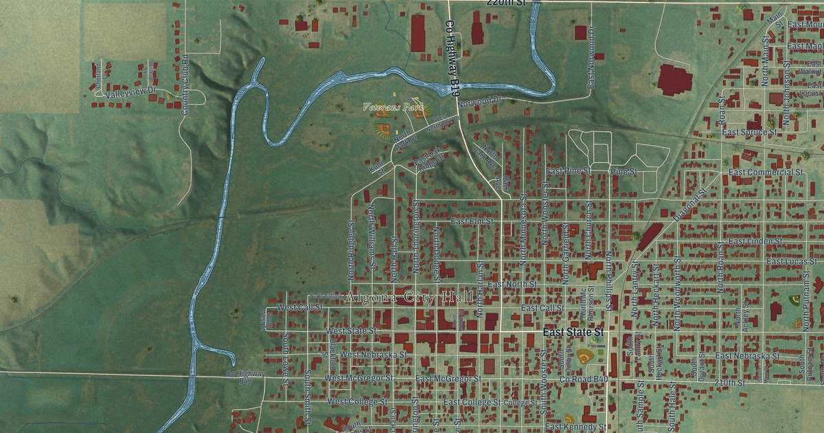 Map of Algona, Iowa in 2026