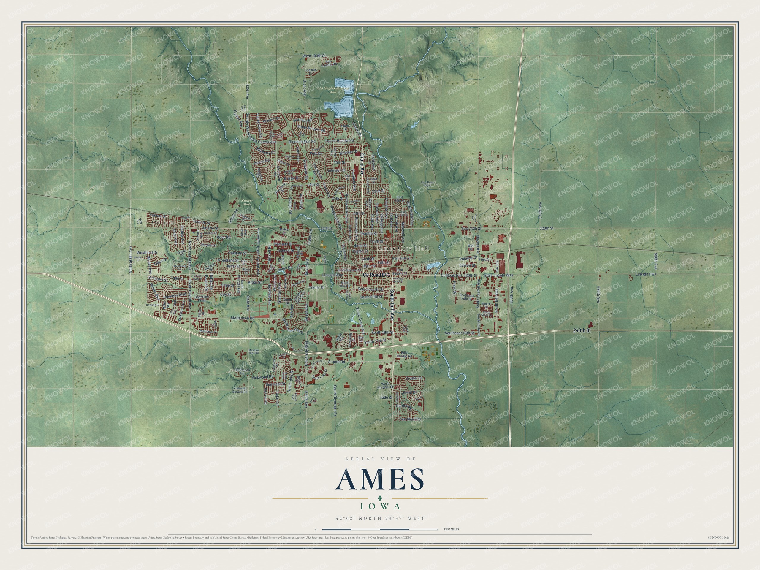 Watermarked full-map preview of Ames, Iowa