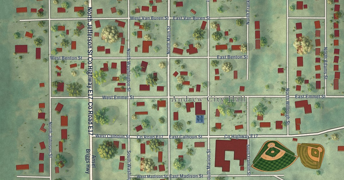 Map of Andrew, Iowa in 2026