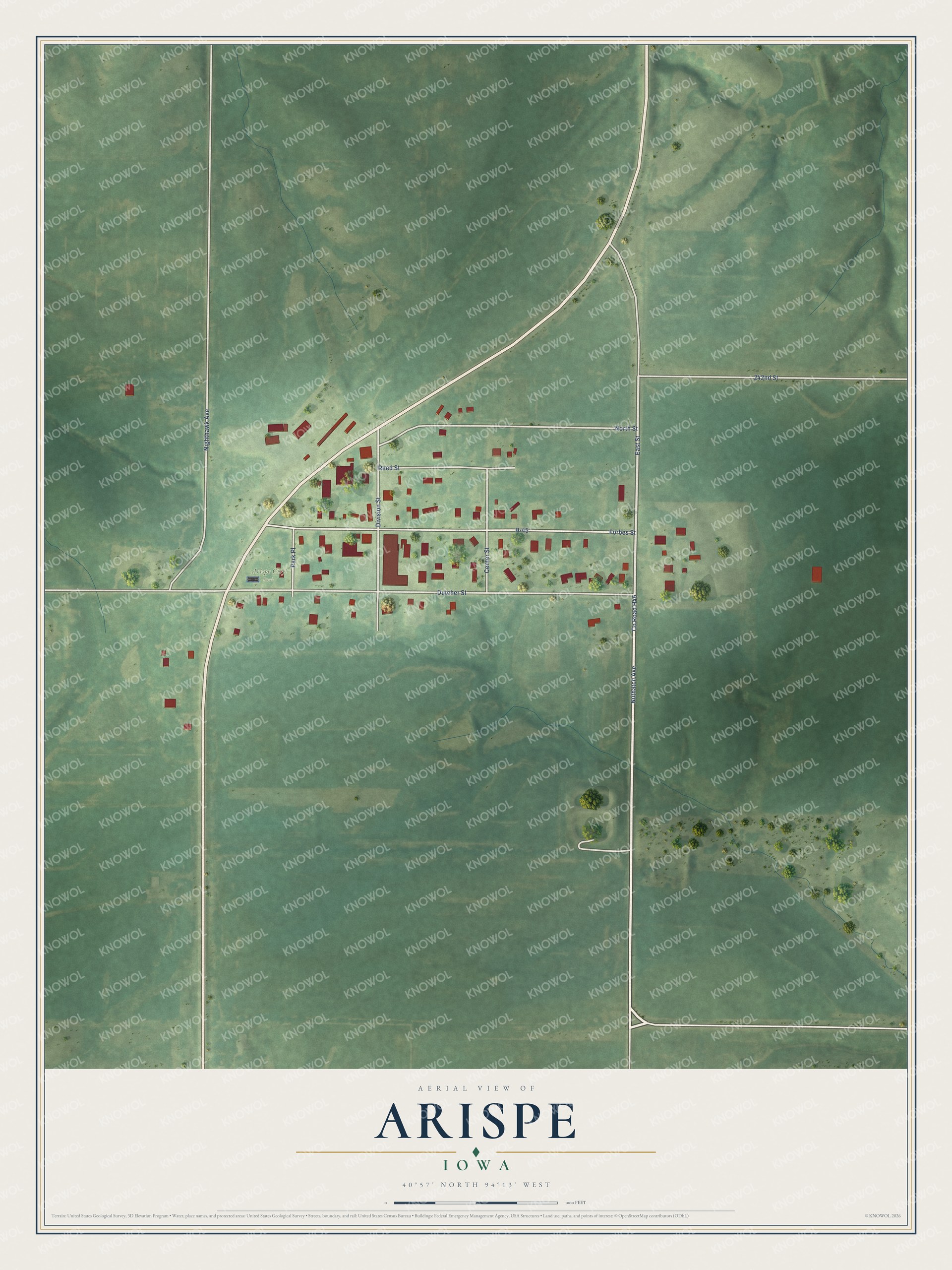 Watermarked full-map preview of Arispe, Iowa