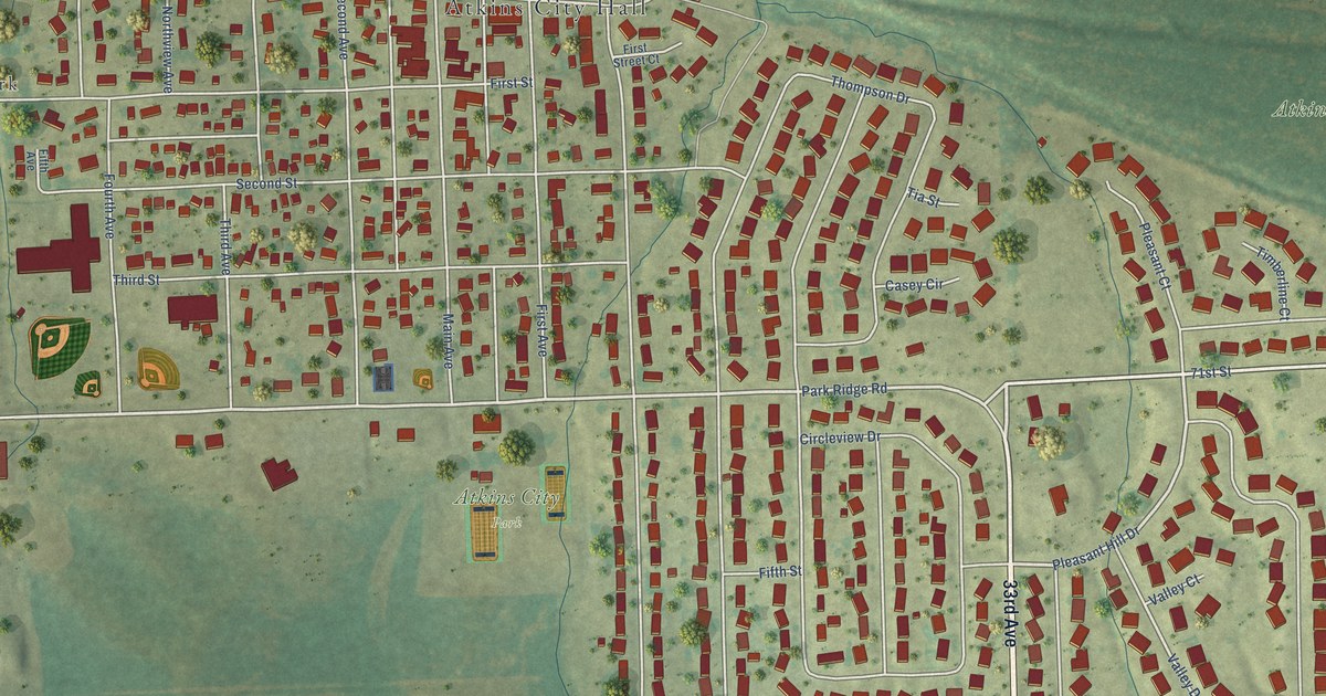 Map of Atkins, Iowa in 2026
