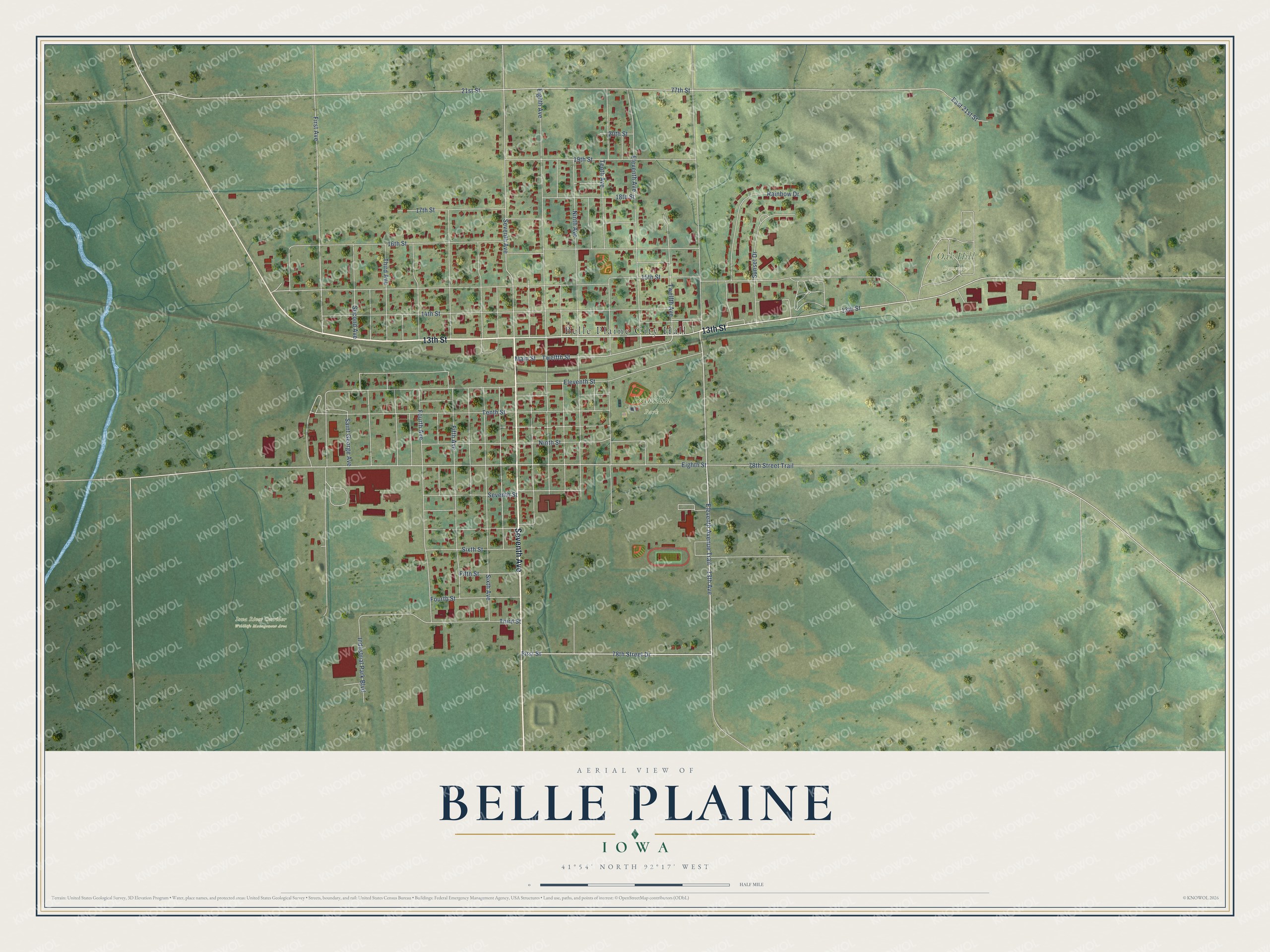 Watermarked full-map preview of Belle Plaine, Iowa