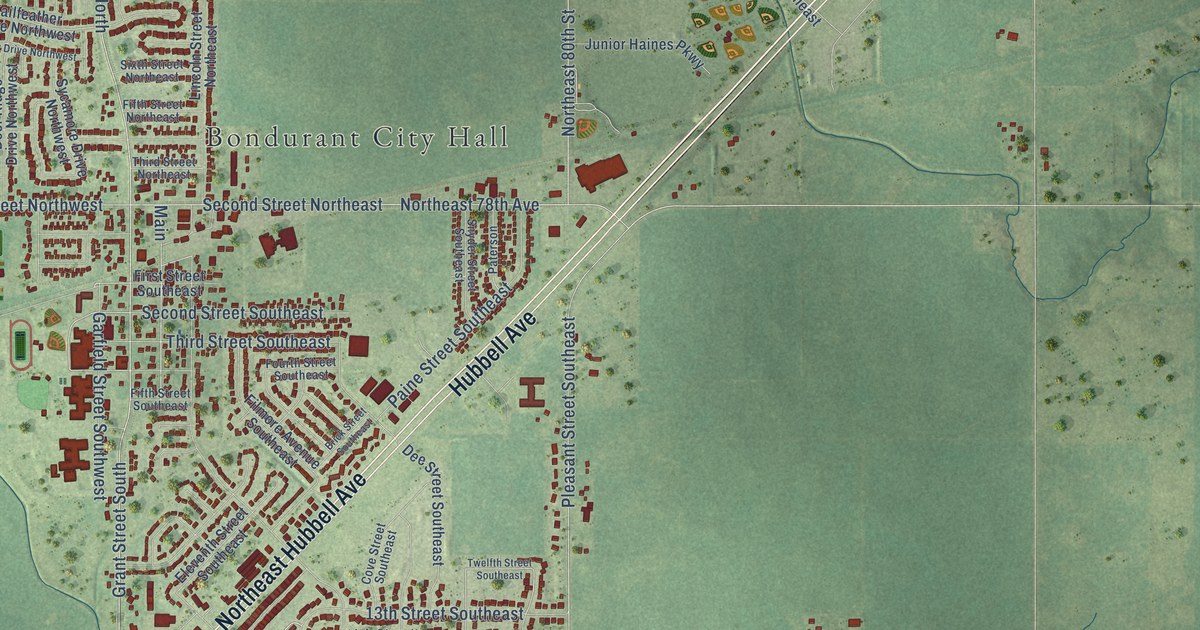 Map of Bondurant, Iowa in 2026
