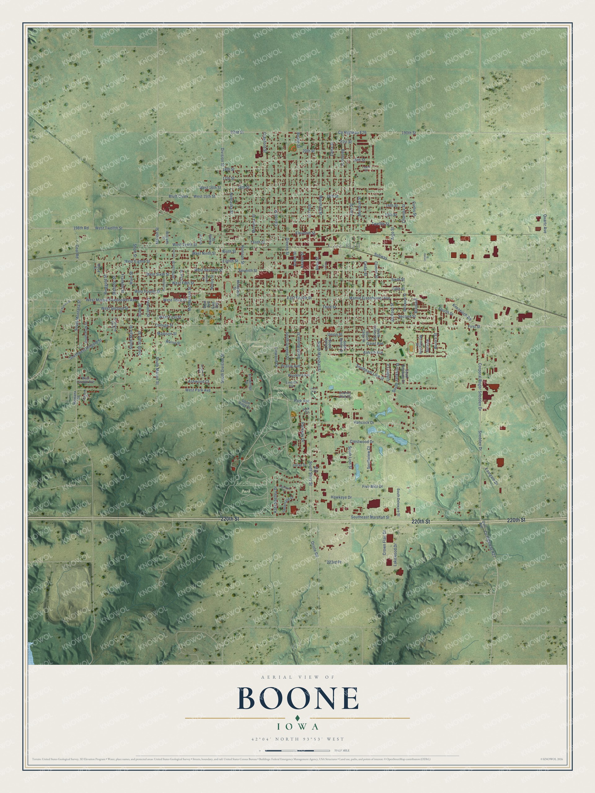Watermarked full-map preview of Boone, Iowa
