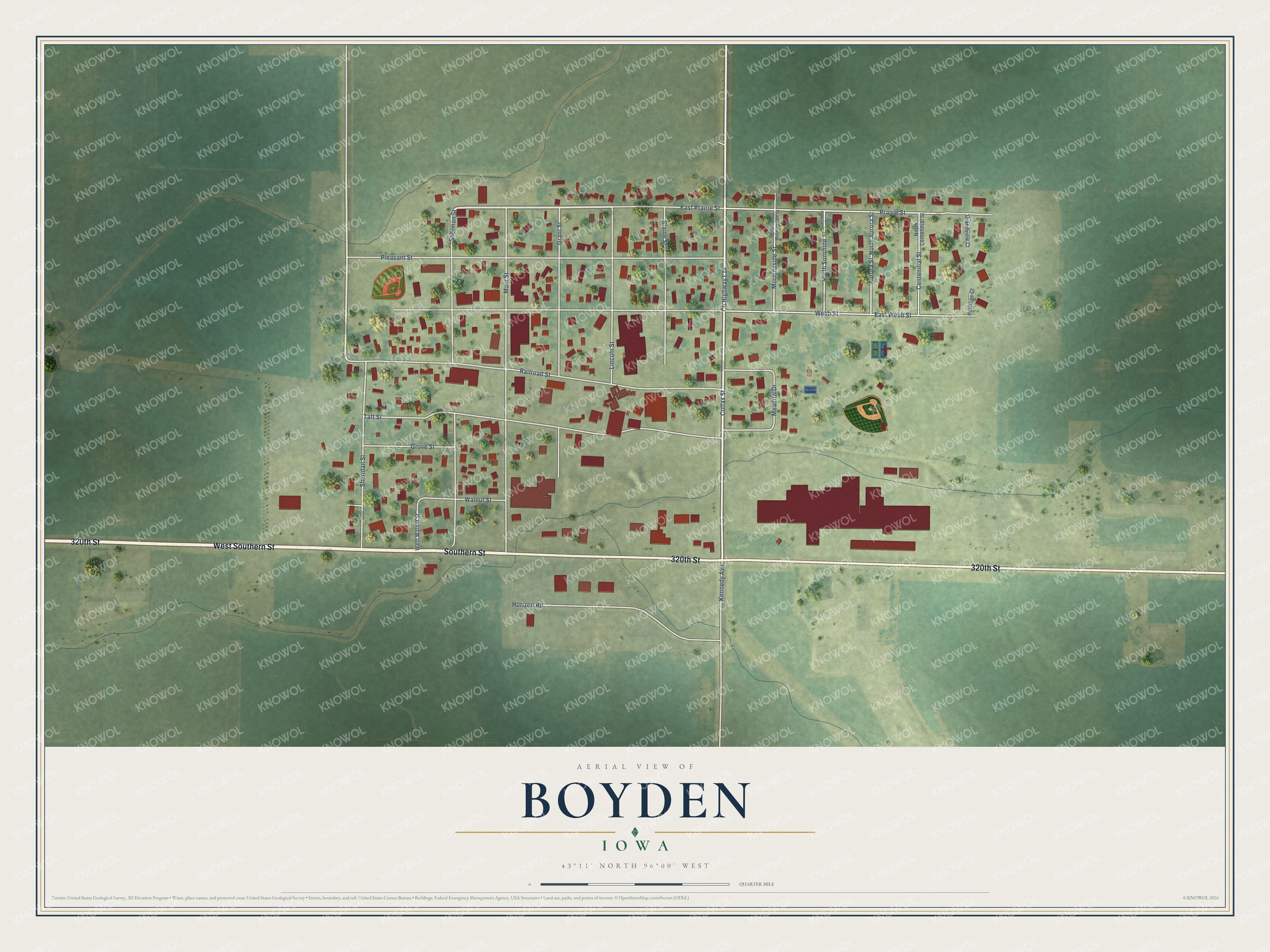 Watermarked full-map preview of Boyden, Iowa