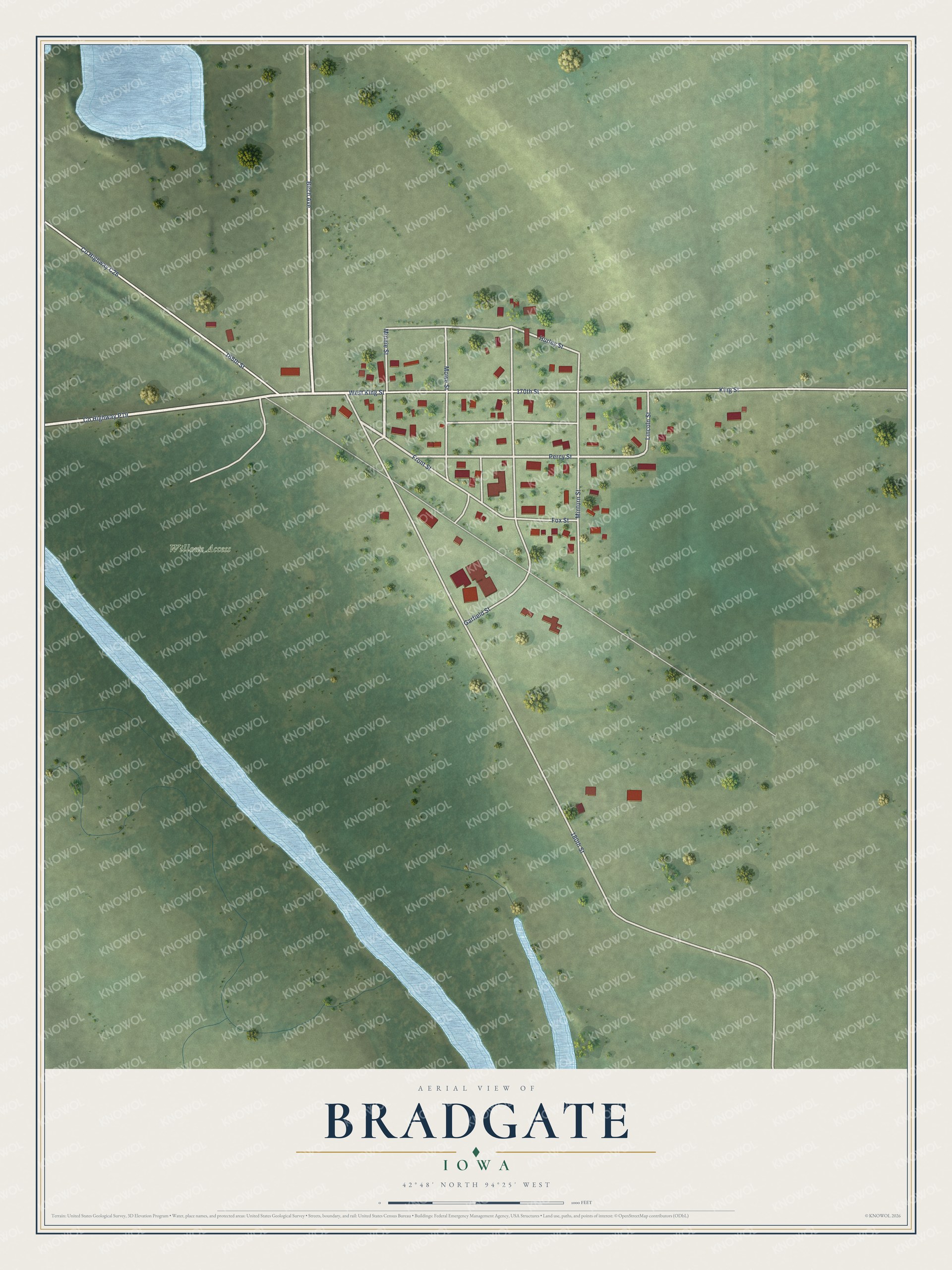 Watermarked full-map preview of Bradgate, Iowa