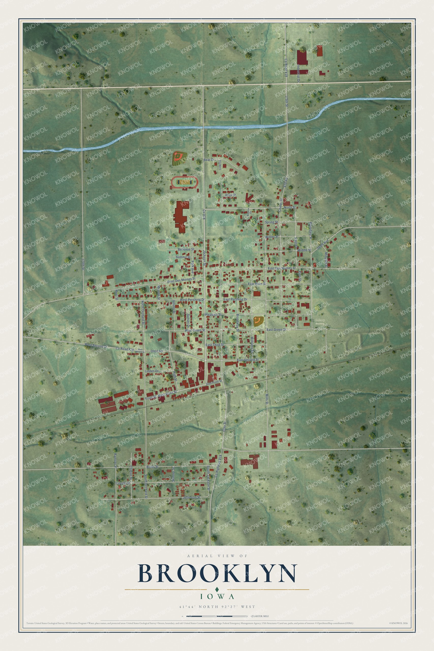 Watermarked full-map preview of Brooklyn, Iowa