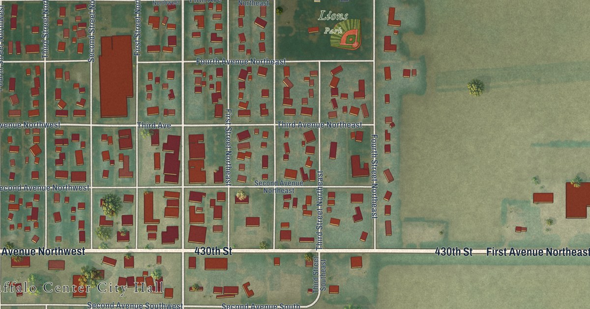 Map of Buffalo Center, Iowa in 2026