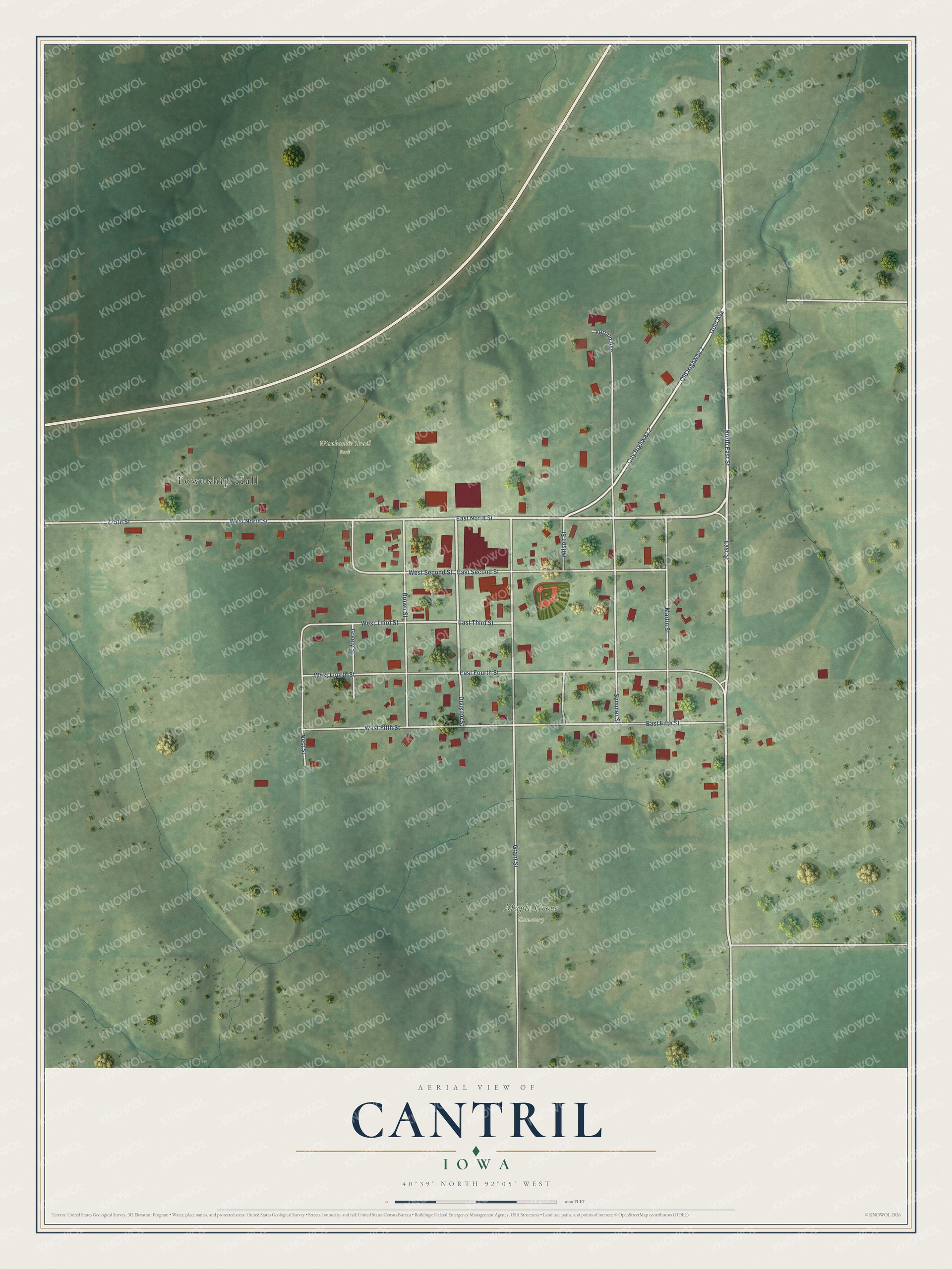 Watermarked full-map preview of Cantril, Iowa
