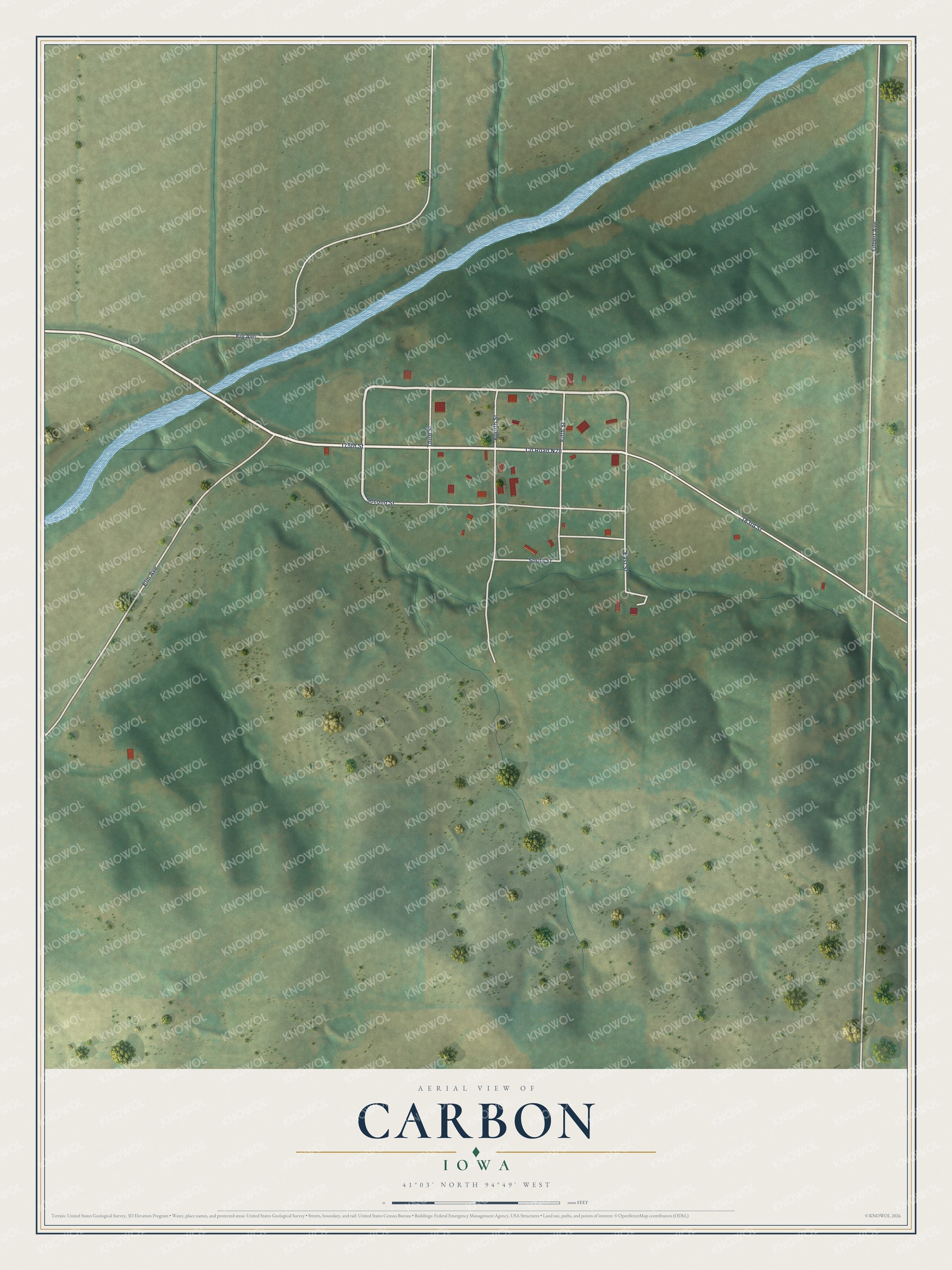 Watermarked full-map preview of Carbon, Iowa