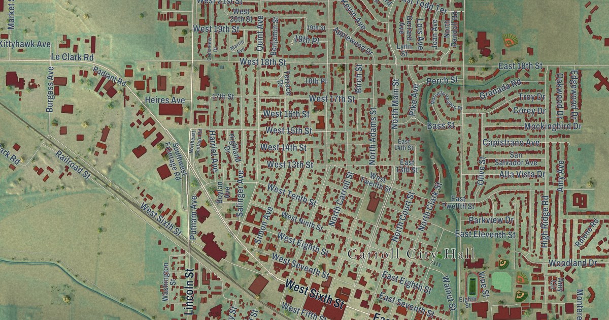 Map of Carroll, Iowa in 2026