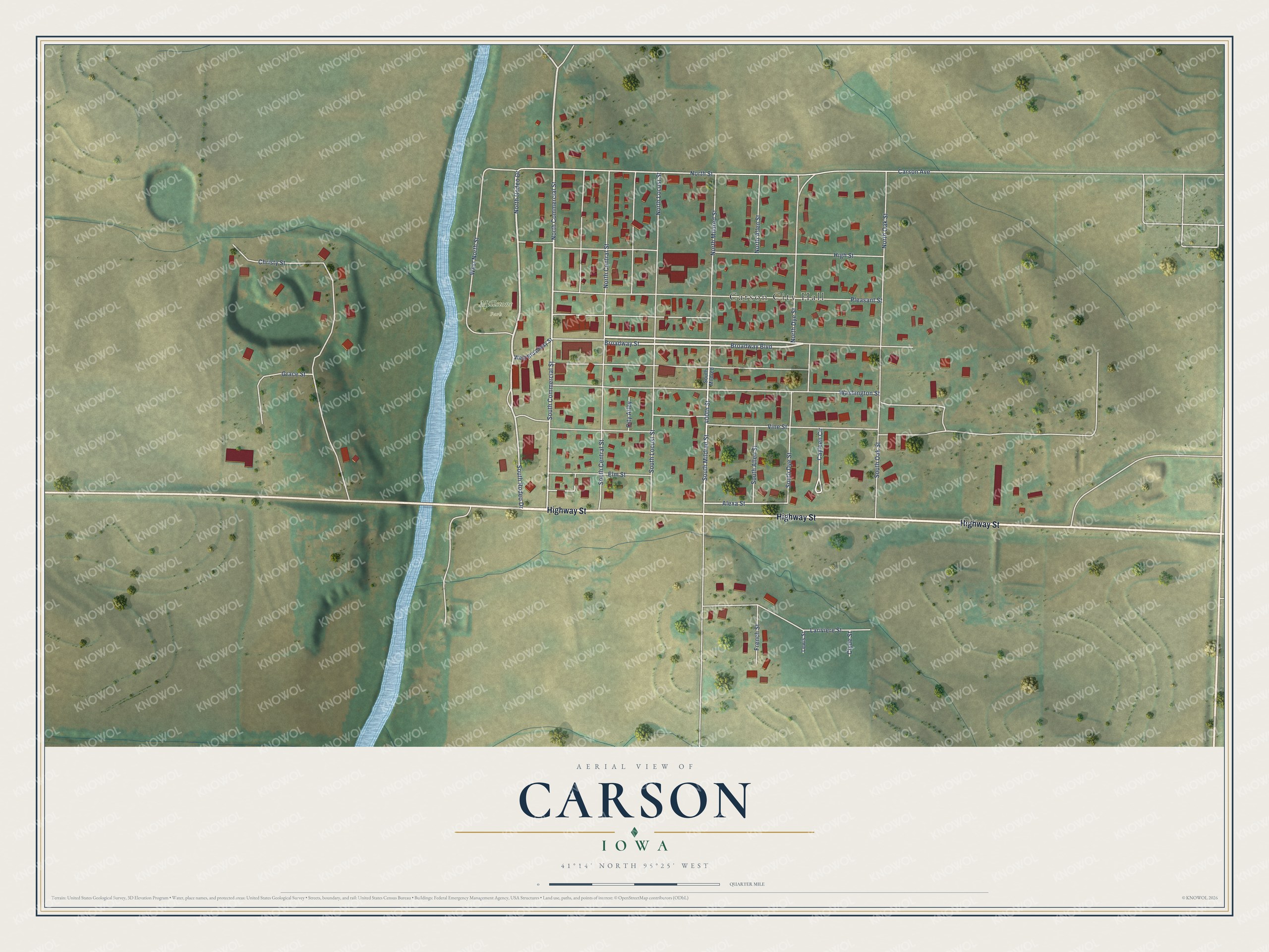 Watermarked full-map preview of Carson, Iowa
