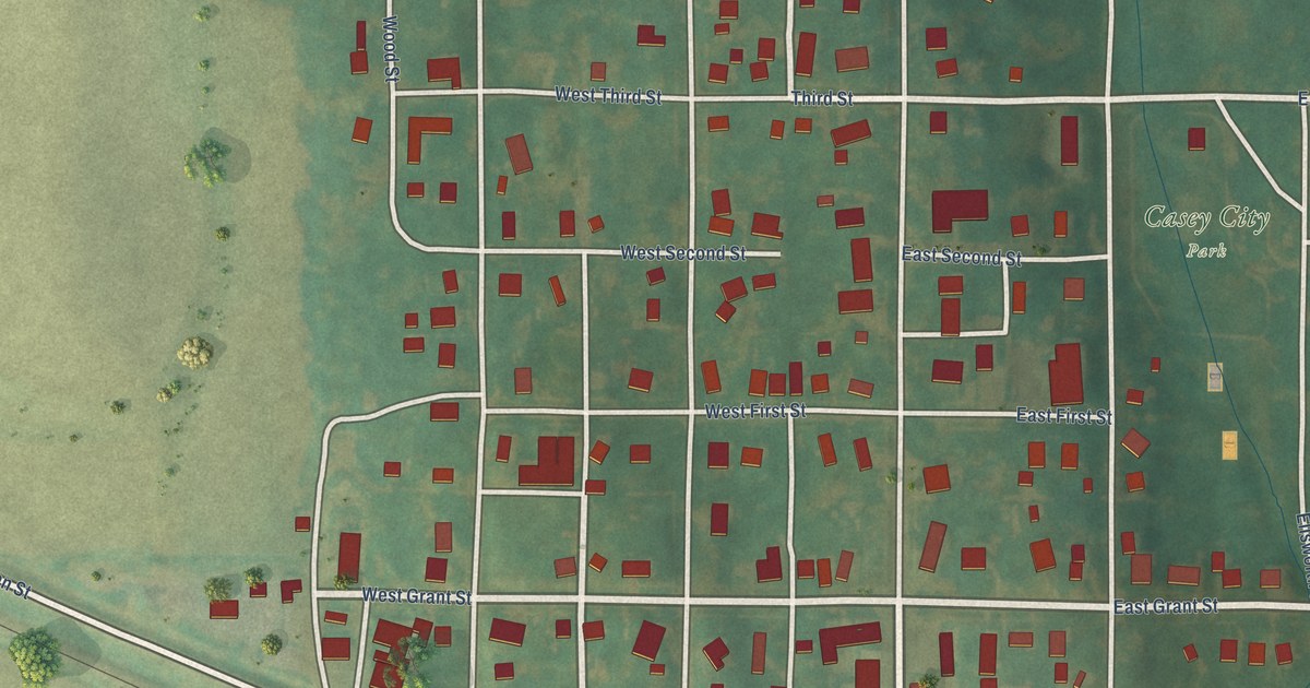 Map of Casey, Iowa in 2026