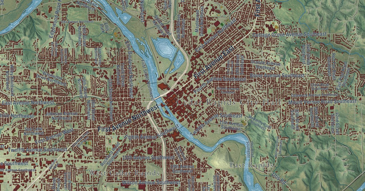 Map of Cedar Rapids, Iowa in 2026