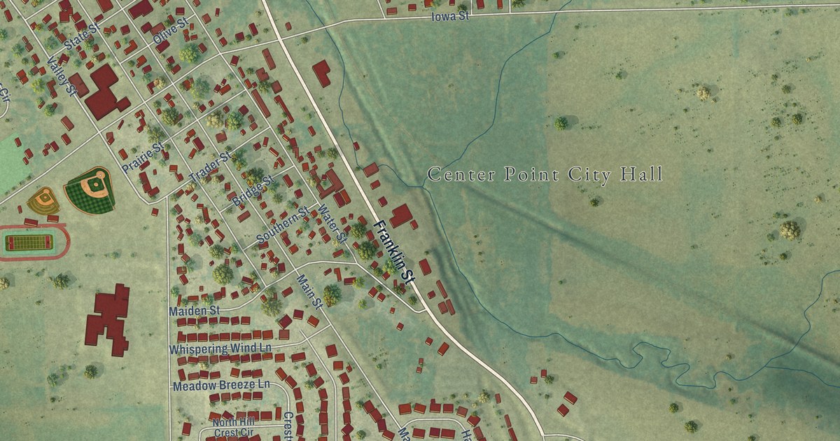 Map of Center Point, Iowa in 2026